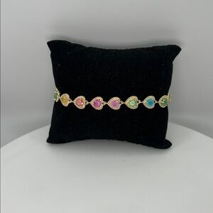 184. 18k Gold Plated Candy Colored Bracelet 6 1/2” - 7”